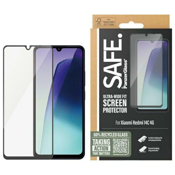 PanzerGlass Screen Protection Ultra-Wide Fit Tempered Glass for Xiaomi 14C 4G