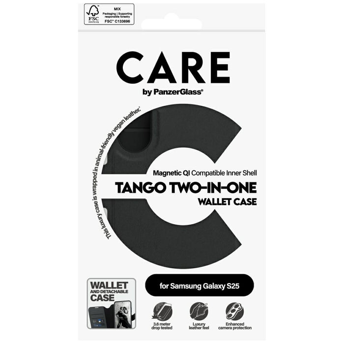 CARE by PanzerGlass Feature Tango 2in1 Wallet Case for Samsung Galaxy S25 - Black