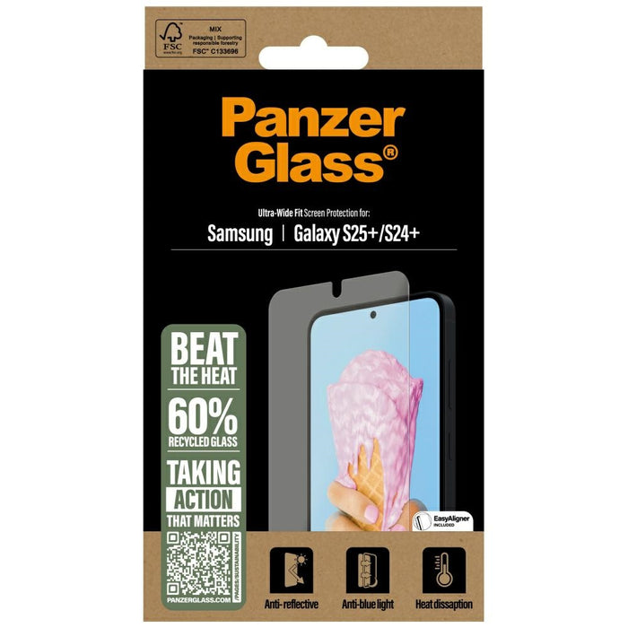 PanzerGlass All-in-One Ultra-Wide Fit Tempered Glass for Samsung Galaxy S25+