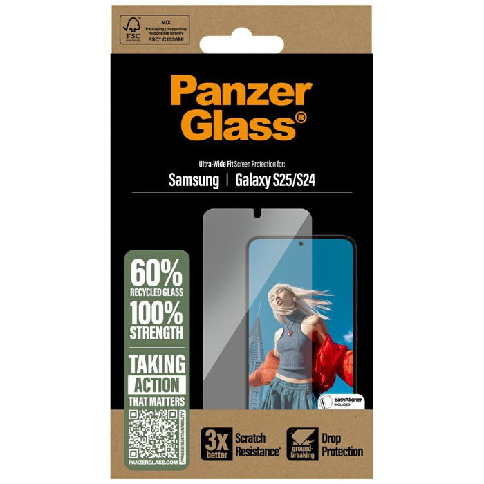 PanzerGlass Ultra-Wide Fit Tempered Glass for Samsung Galaxy S25