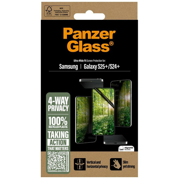 PanzerGlass Eco Matrix Ultra-Wide Fit Privacy Glass for Samsung Galaxy S25+