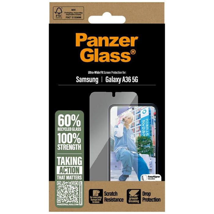 PanzerGlass Ultra-Wide Fit Tempered Glass for Samsung Galaxy A36 5G