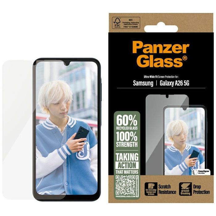 PanzerGlass Ultra-Wide Fit Tempered Glass for Samsung Galaxy A26 5G - Clear