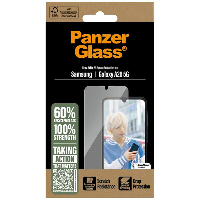 PanzerGlass Ultra-Wide Fit Tempered Glass for Samsung Galaxy A26 5G - Clear