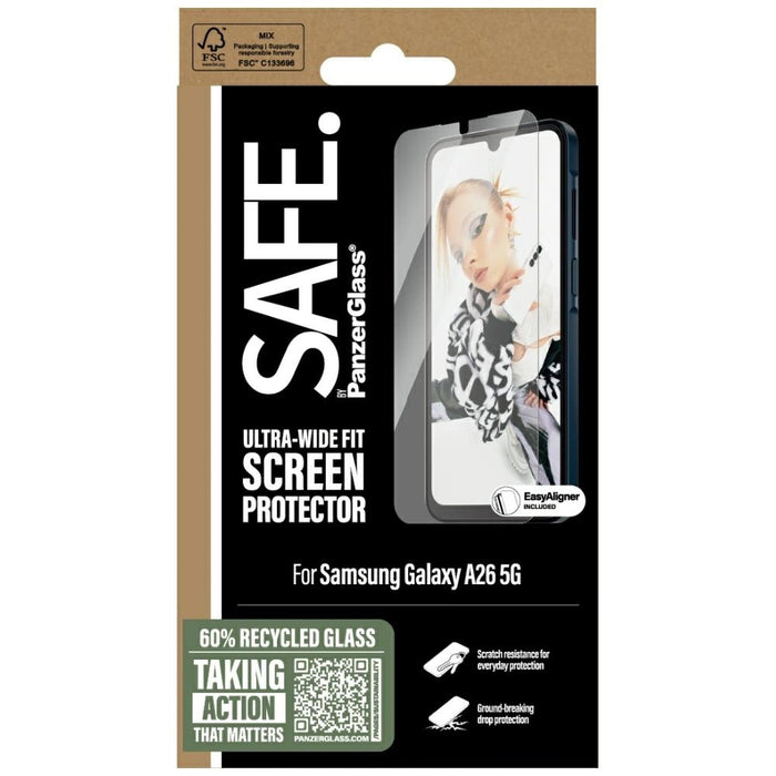 SAFE by PanzerGlass Ultra-Wide Fit Tempered Glass for Samsung Galaxy A26 5G - Clear