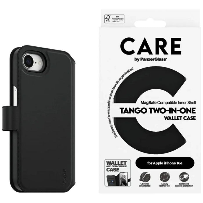 CARE by PanzerGlass Feature Tango 2in1 Wallet Case for iPhone 16e - Black