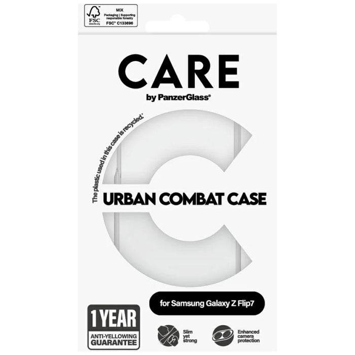 CARE by PanzerGlass Flagship Urban Combat Case for Samsung Galaxy Z Flip 7 - Transparent