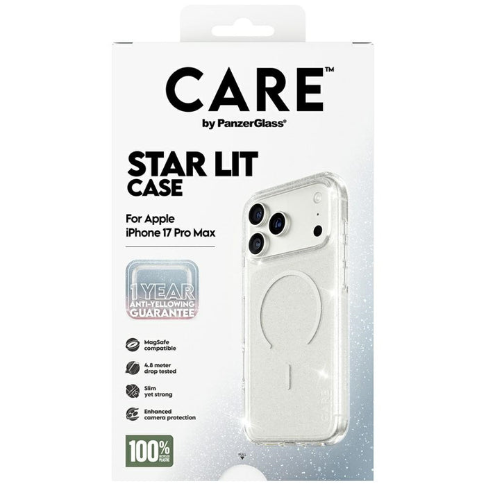 CARE by PanzerGlass Flagship Urban Explorer Case w. White MagSafe for iPhone 17 Pro Max - Clear Glitter