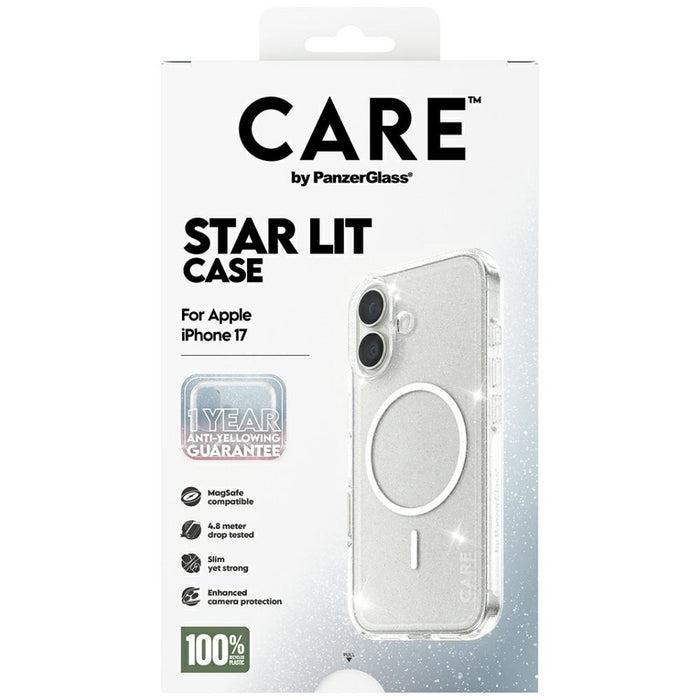 CARE by PanzerGlass Flagship Urban Explorer Case w. White MagSafe for iPhone 17 - Clear Glitter