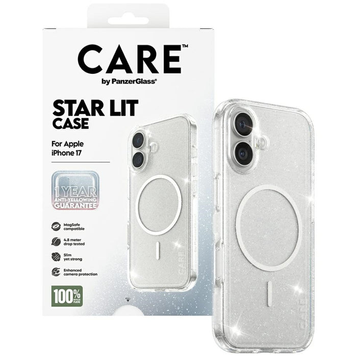 CARE by PanzerGlass Flagship Urban Explorer Case w. White MagSafe for iPhone 17 - Clear Glitter