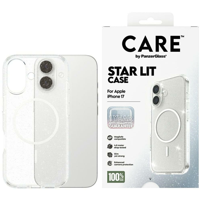 CARE by PanzerGlass Flagship Urban Explorer Case w. White MagSafe for iPhone 17 - Clear Glitter