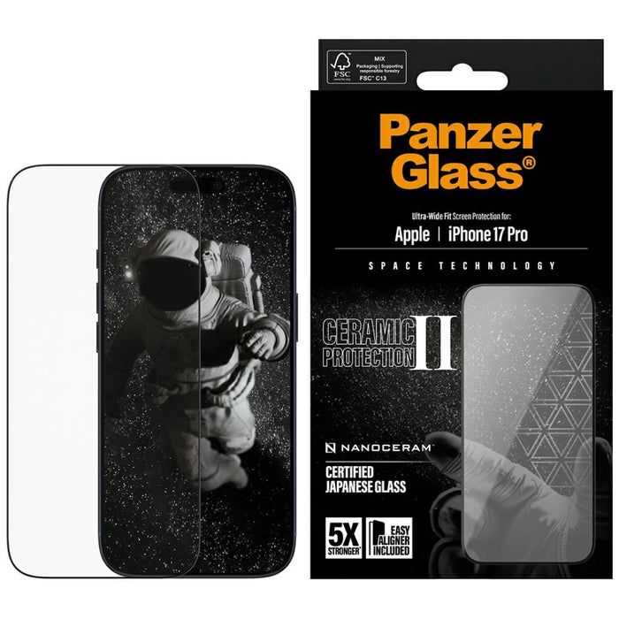 PanzerGlass Ceramic II Ultra-Wide Fit EasyAligner for iPhone 17 Pro