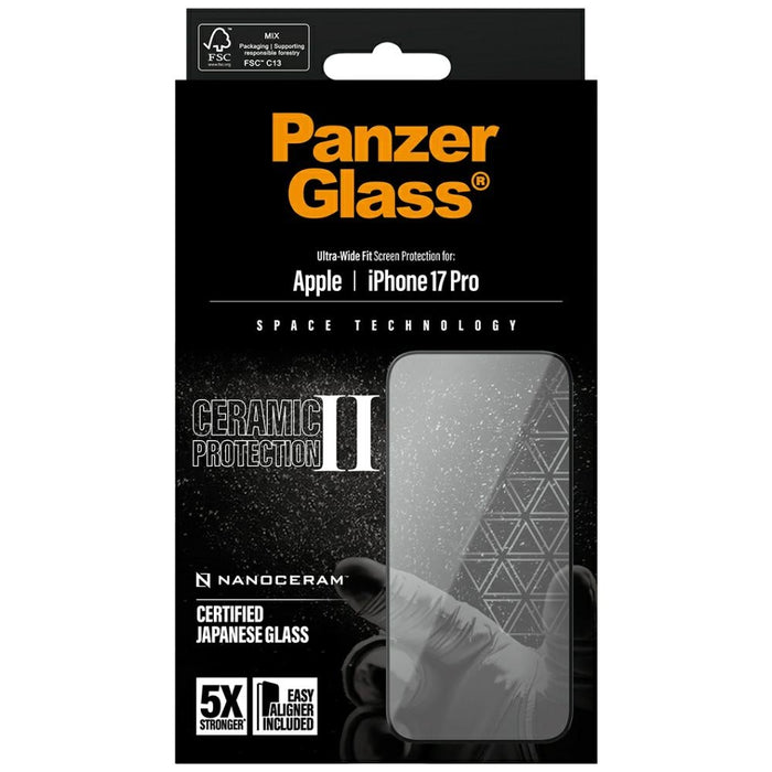 PanzerGlass Ceramic II Ultra-Wide Fit EasyAligner for iPhone 17 Pro