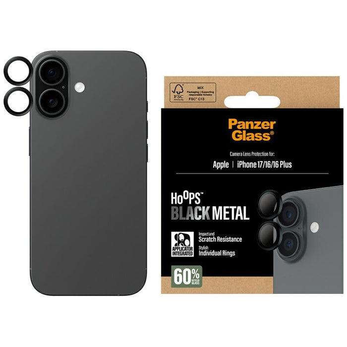 PanzerGlass Hoops Tempered Glass Lens Screen Protector for iPhone 16 / 16 Plus / 17