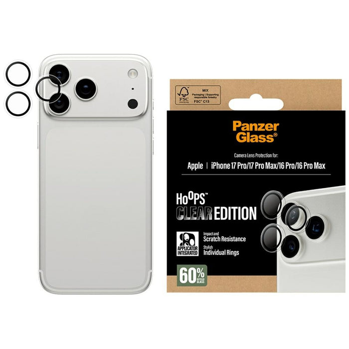 PanzerGlass Hoops Tempered Glass Lens Screen Protector for iPhone 17 Pro / 17 Pro Max / 16 Pro / 16 Pro Max