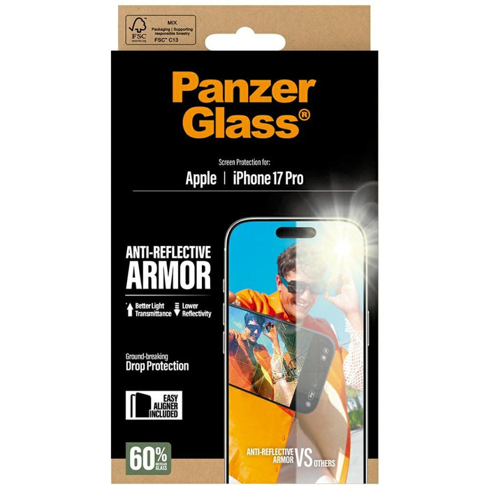 PanzerGlass Armor Anti-Reflective EasyAligner Tempered Glass for iPhone 17 Pro