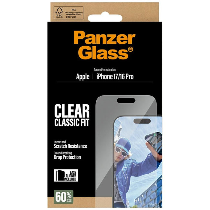 PanzerGlass Classic Fit EasyAligner Tempered Glass for iPhone 17 / 16 Pro