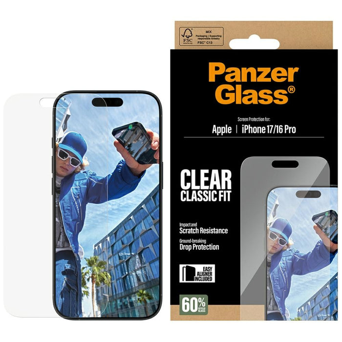 PanzerGlass Classic Fit EasyAligner Tempered Glass for iPhone 17 / 16 Pro