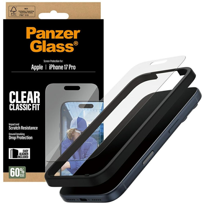 PanzerGlass Classic Fit EasyAligner Tempered Glass for iPhone 17 Pro