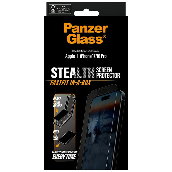 PanzerGlass Stealth Ultra-Wide Fit Fastfit Tempered Glass for iPhone 17 / 16 Pro