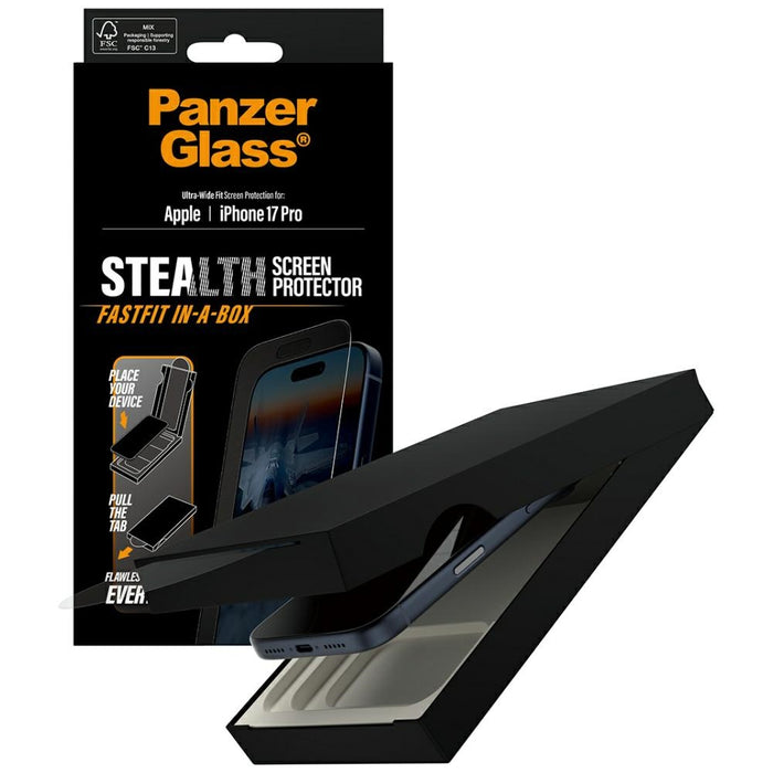 PanzerGlass Stealth Ultra-Wide Fit Fastfit Tempered Glass for iPhone 17 Pro