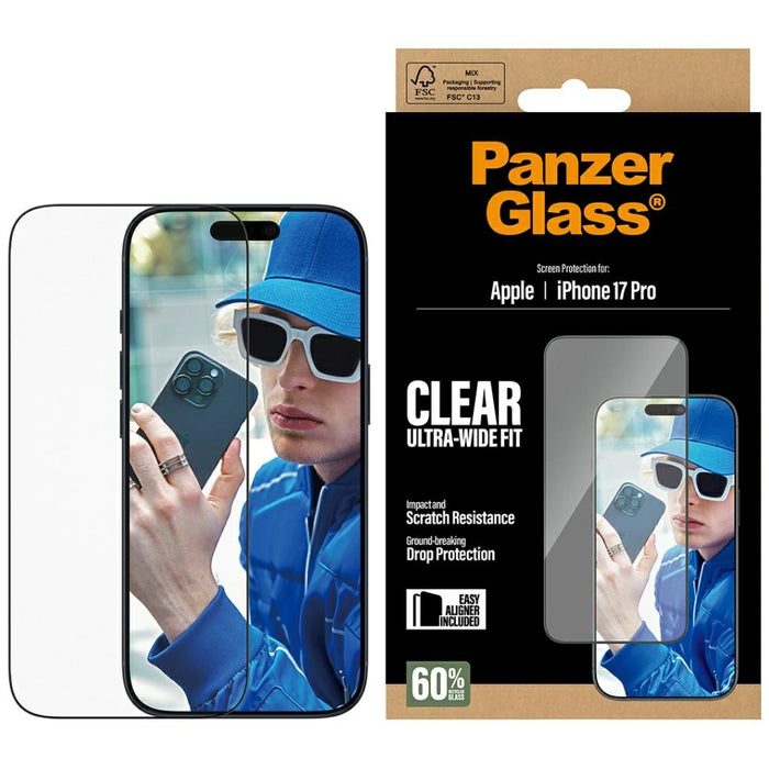 PanzerGlass Ultra-Wide Fit EasyAligner Tempered Glass for iPhone 17 Pro