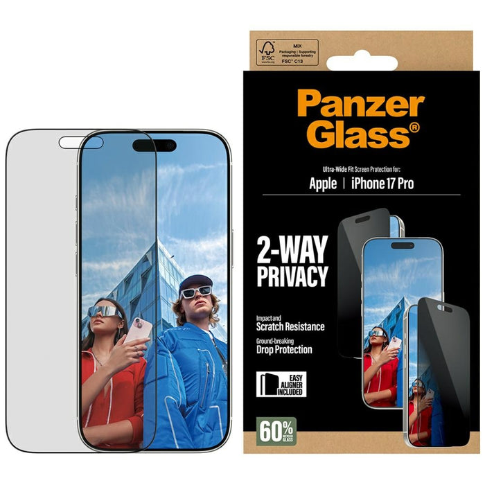 PanzerGlass Ultra-Wide Fit EasyAligner Privacy Glass for iPhone 17 Pro