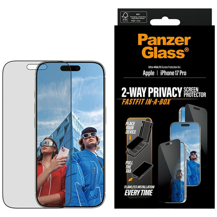 PanzerGlass Ultra-Wide Fit Fastfit Privacy Glass for iPhone 17 Pro Max