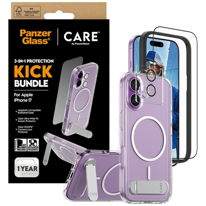 CARE by PanzerGlass Feature Kick 3in1 Case + Glass + Lens for iPhone 17