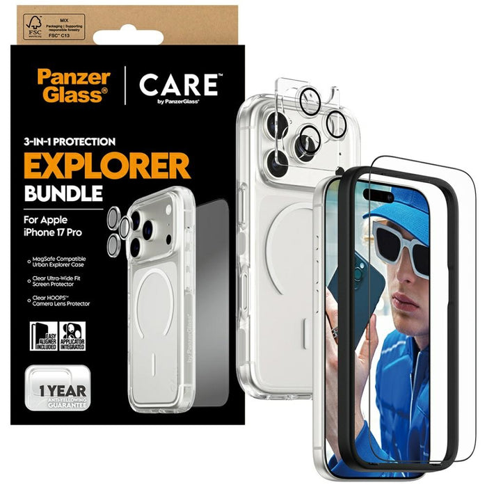 CARE by PanzerGlass Flagship Explorer 3-in-1 Case + Glass + Lens Protection Kit for iPhone 17 Pro