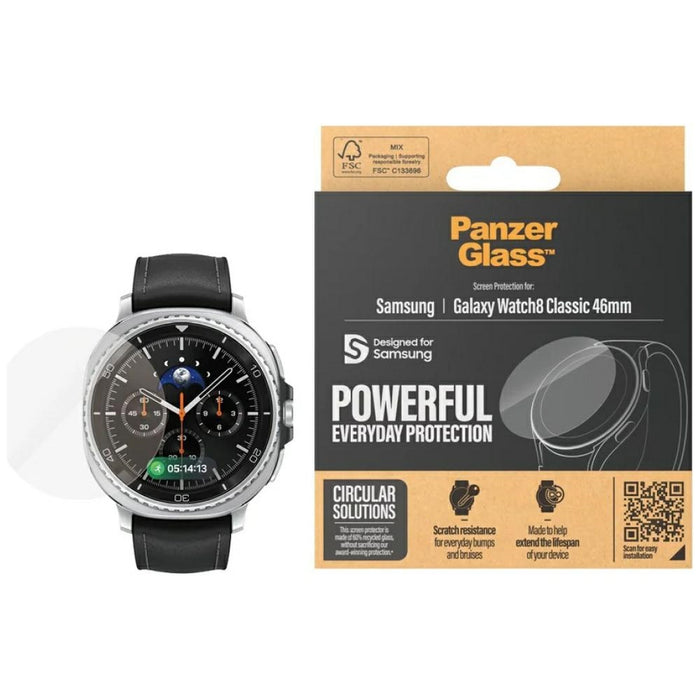 PanzerGlass Tempered Glass Screen Protector for Samsung Galaxy Watch 8 Classic 46mm - Transparent