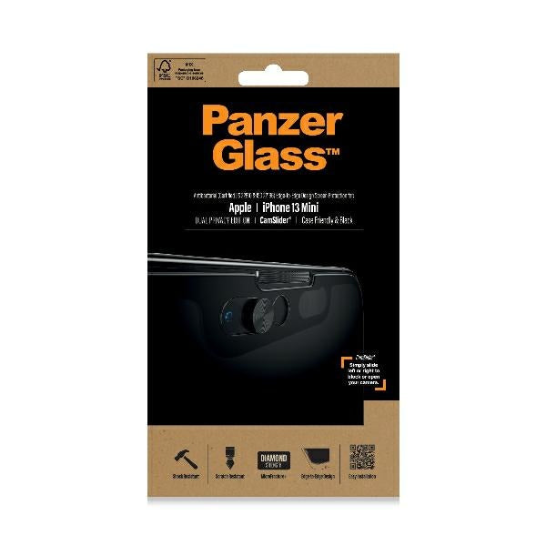 PanzerGlass E2E Microfracture Tempered Glass for iPhone 13 Mini Case Friendly CamSlider Privacy Antibacterial - Black