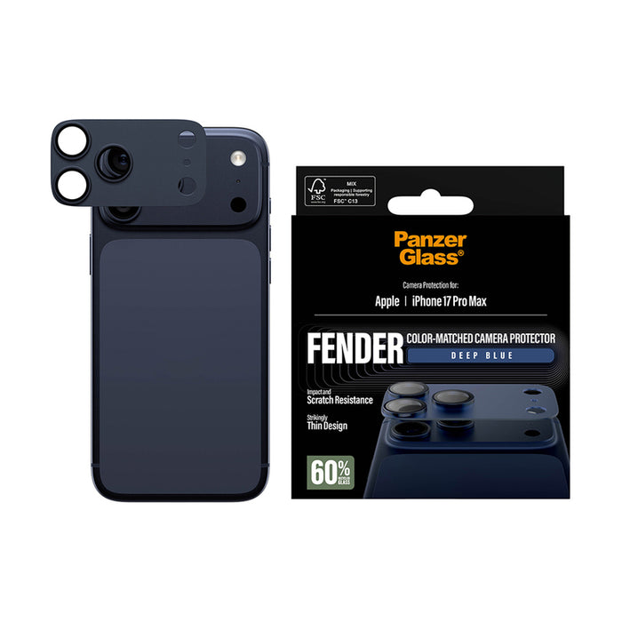 PanzerGlass Fender Camera Protector Tempered Glass Lens Screen Protector for iPhone 17 Pro Max - Blue
