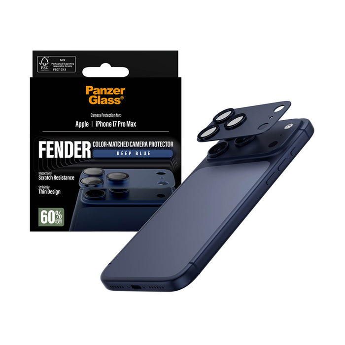 PanzerGlass Fender Camera Protector Tempered Glass Lens Screen Protector for iPhone 17 Pro Max - Blue