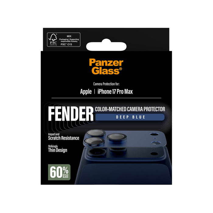PanzerGlass Fender Camera Protector Tempered Glass Lens Screen Protector for iPhone 17 Pro Max - Blue