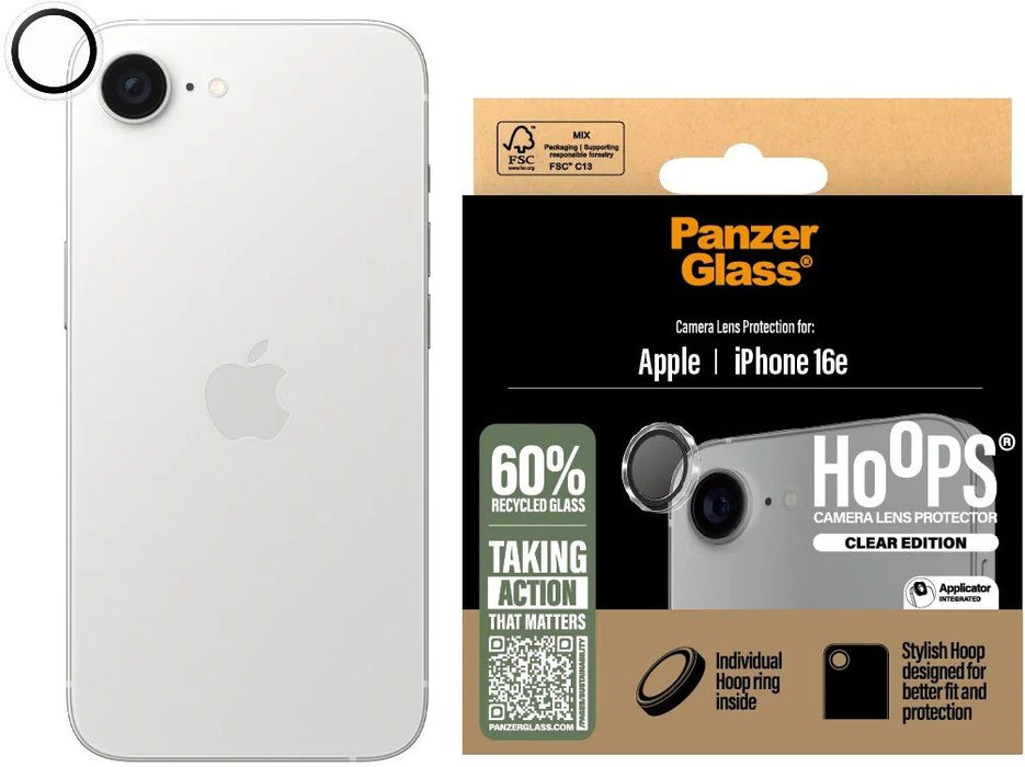 PanzerGlass Hoops Lens Protector for iPhone 16e - Clear Tempered Glass