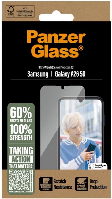 PanzerGlass Ultra-Wide Fit Tempered Glass for Samsung Galaxy A26 5G - Clear
