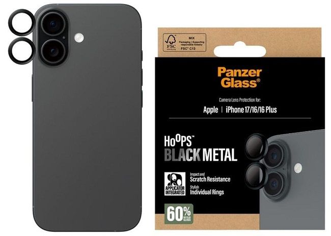 PanzerGlass Hoops Tempered Glass Lens Screen Protector for iPhone 16 / 16 Plus / 17