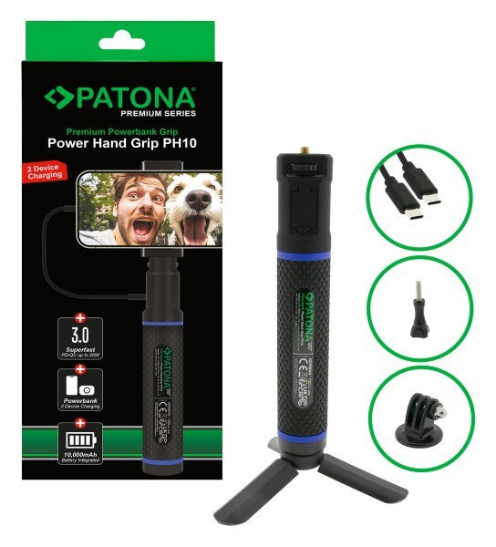 PATONA Premium Grip Power Hand PH10 + powerbank Black