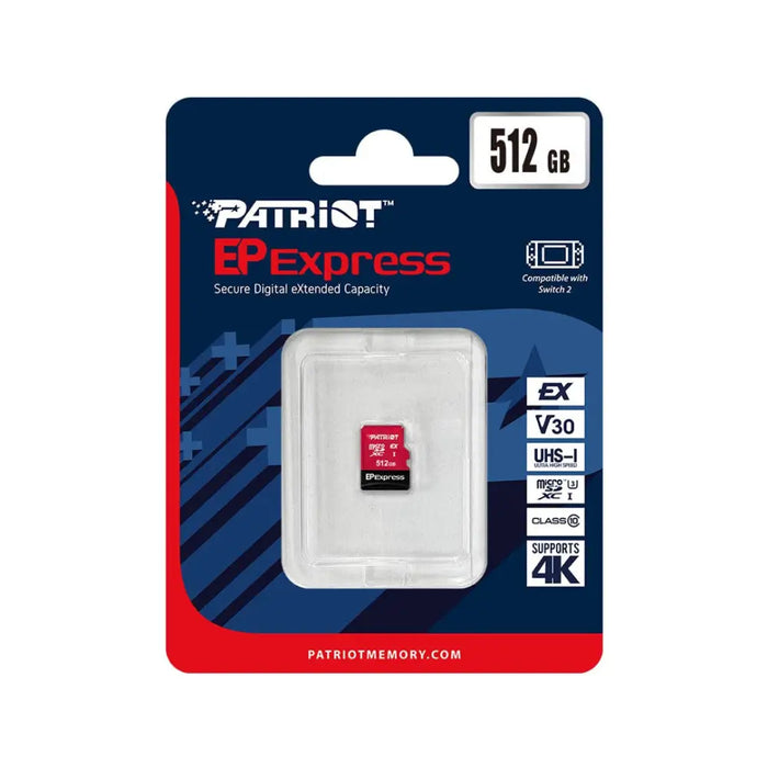 Patriot Memory EP Express memory card 512GB MicroSDXC 800/600 MB/s (PEF512GEPEXMCX) - SecureDigital flash