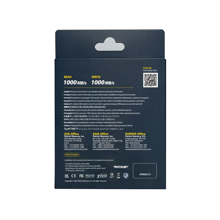 External Hard Drive Patriot Memory PTPL1TBPECB Black 1 TB