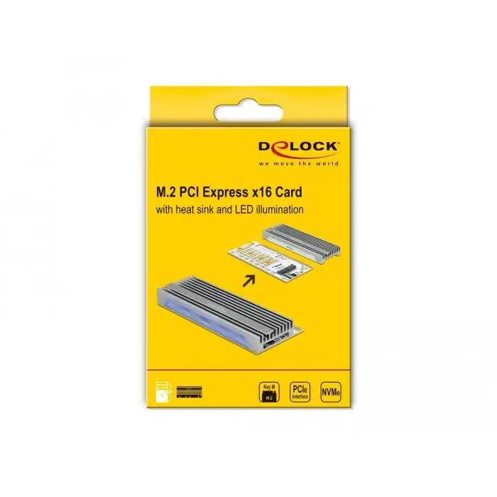 PCI Express x16 (x1 / x4 / x8) card Delock for M.2 NVMe M.2 Key M RGB LED - Входно-изходни контролери<<<Компютърни