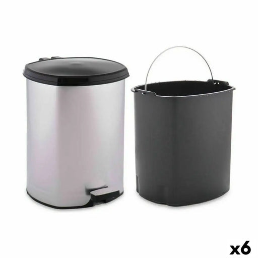 Pedal bin Berilo Silver Plastic 6 L (6 Units) - Почистване Прахосмукачки И Гладене<<<Дом Градина<<<BigBuy&&&Други