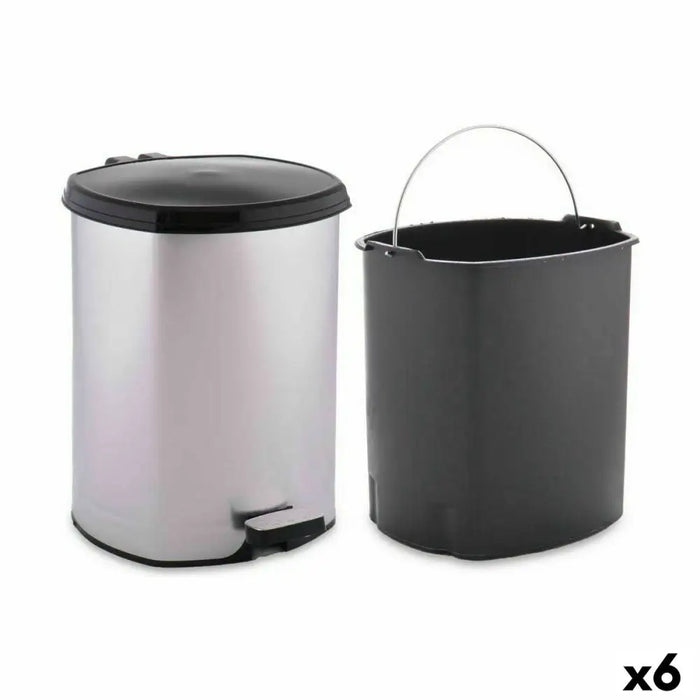 Pedal bin Berilo Silver Plastic 6 L (6 Units) - Почистване Прахосмукачки И Гладене<<<Дом Градина<<<BigBuy&&&Други