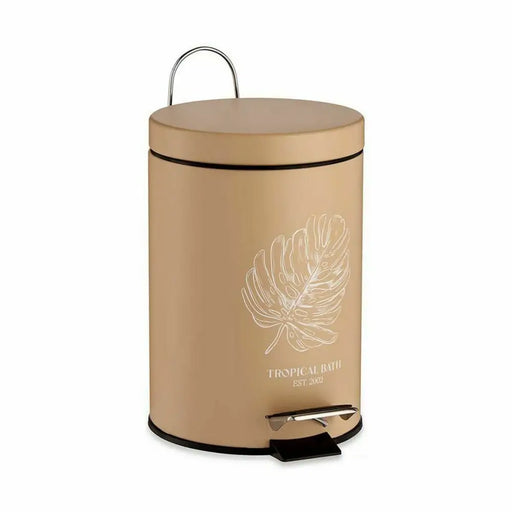 Pedal bin Berilo Tropical Bath White Beige Steel Plastic 3 L (6 Units) - Почистване Прахосмукачки И Гладене<<<Дом