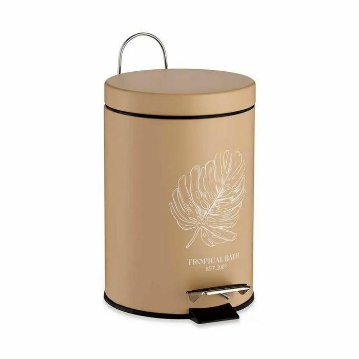 Pedal bin Berilo Tropical Bath White Beige Steel Plastic 3 L (6 Units) - Почистване Прахосмукачки И Гладене<<<Дом