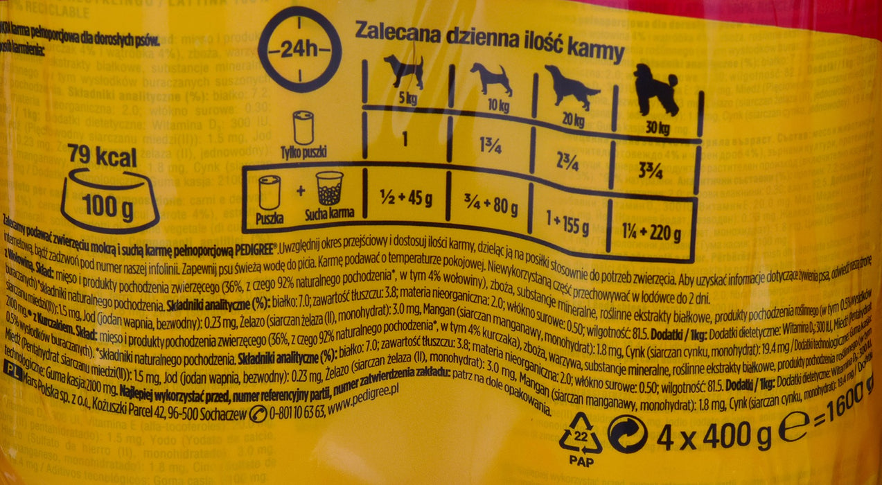 PEDIGREE Beef and chicken with jelly - Wet dog food - 4x400 g