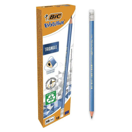 PENCIL WITH RUBBER TRIANGULAR EVOLUTION 12 BIC - Моливи<<<Канцеларски материали<<<AmperelB2B