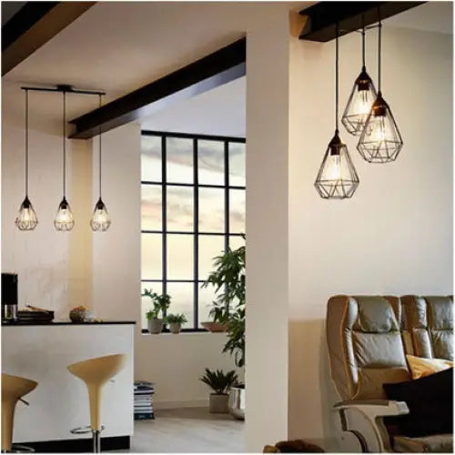 PENDANT 3XH27 BLACK GRID EGLO TARBES - Пендели<<<Вътрешно осветление<<<Осветление<<<Praktiker&&&Пендели<<<Вътрешно