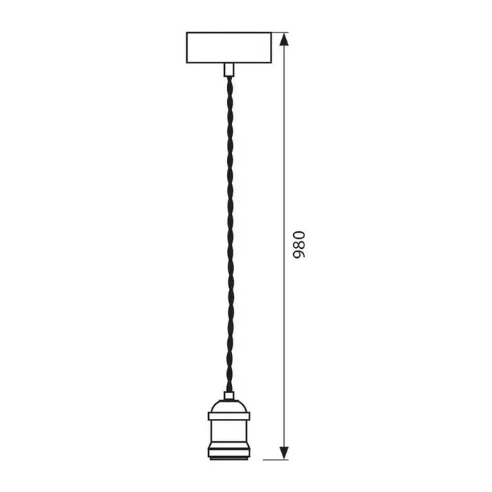 PENDANT E27 RETRO ANTIQUE GOLD WITH BLACK TWISTED CABLE VIVALUX - Пендели<<<Вътрешно